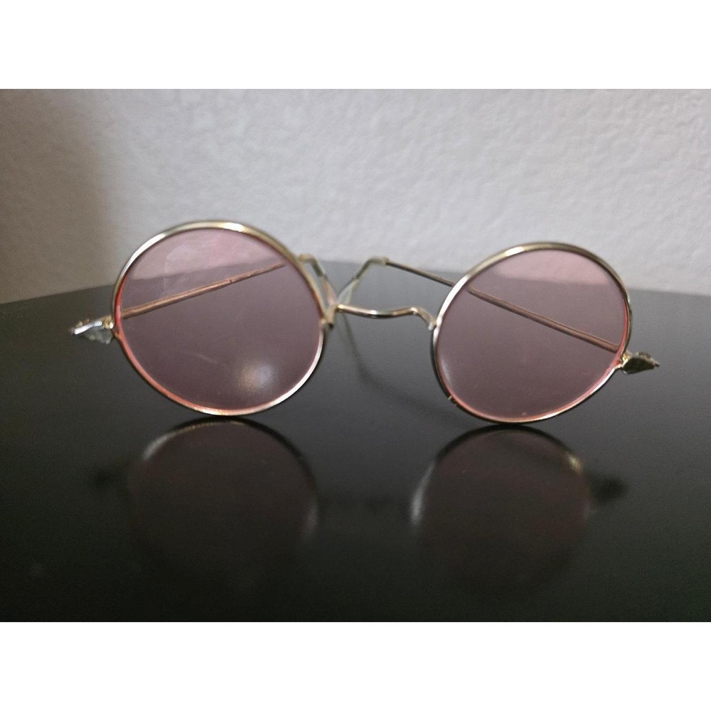 Vintage Rose Colored Glasses with Gold Frames